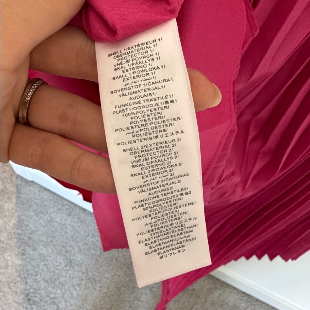 Aidan Mattox NWT Watermelon Pink Asymmetrical Pleated Midi Dress - Size 4 - Picture 9 of 9